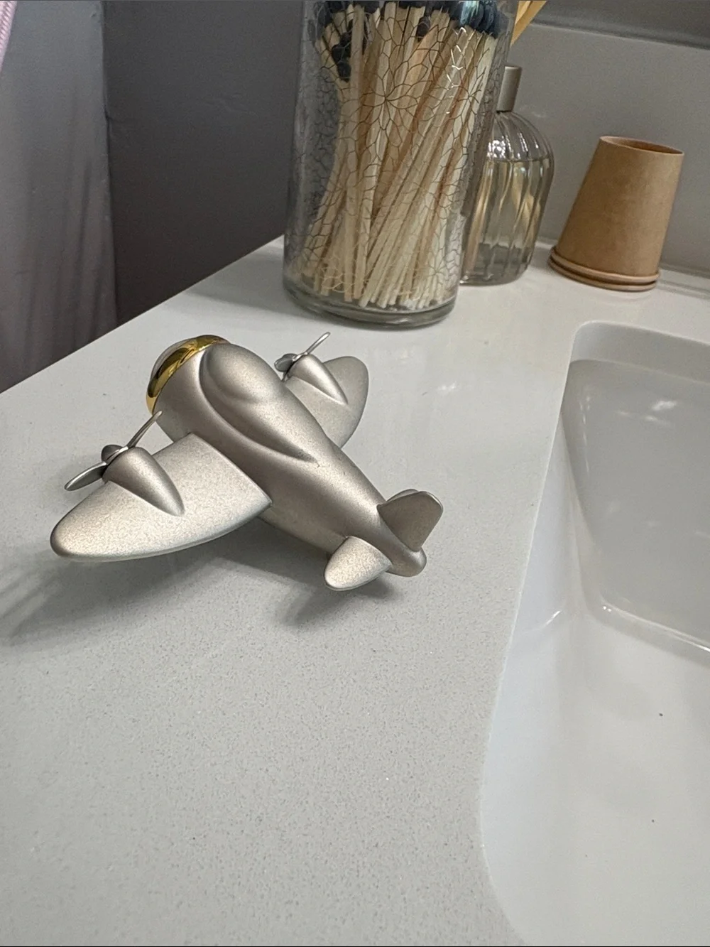 Silver Airplane Desk Clock - Accent Wall Decor
